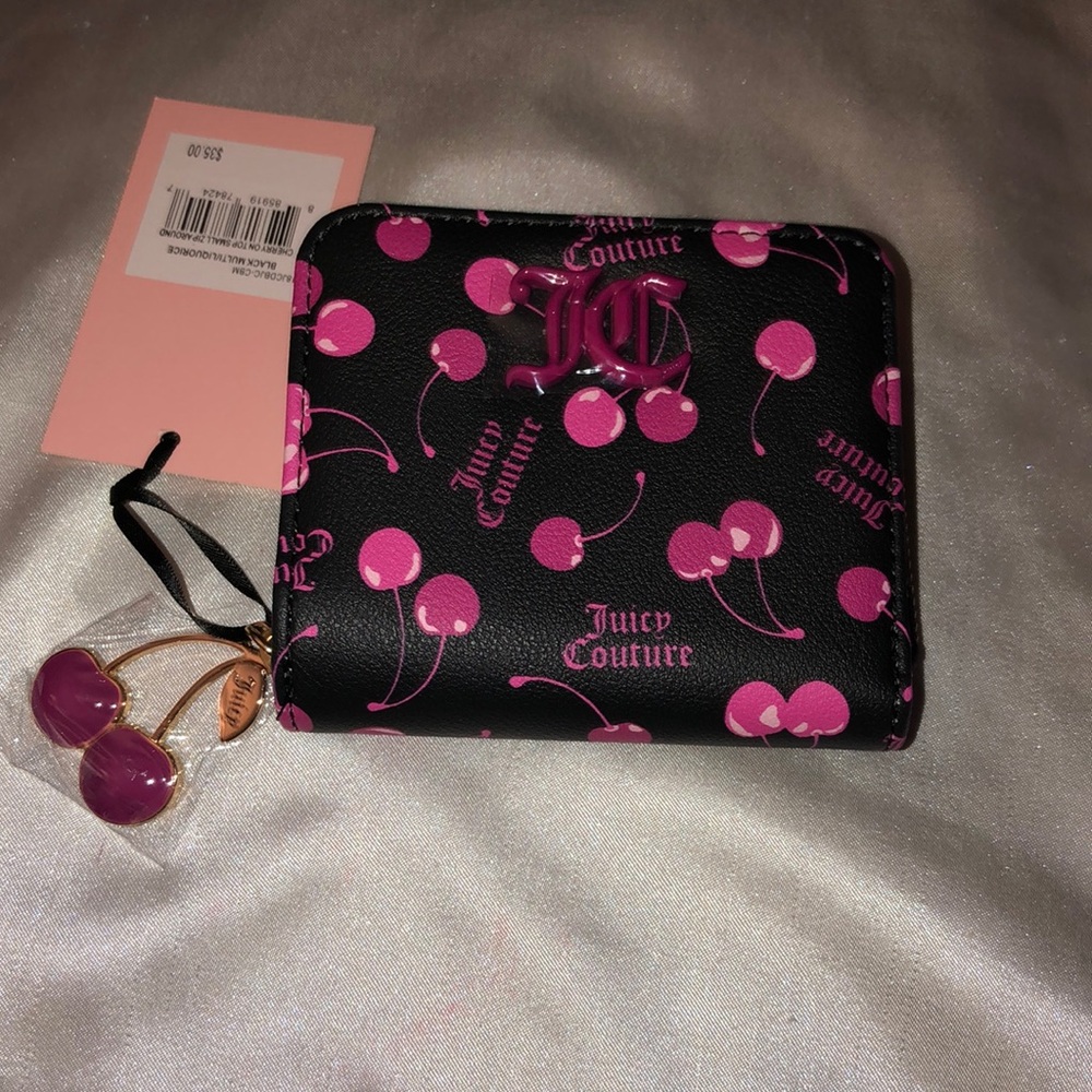 Juicy Couture Black Multi Liquorice Cherry On Top Small ZA Bifold Wallet NWT - Picture 2 of 16